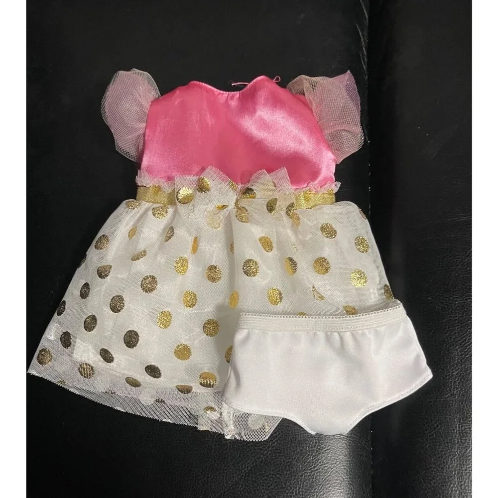 Cabbage Patch Kids Yellow Yarn Hair Doll In Pink & Gold Polka Dot Dress 2015